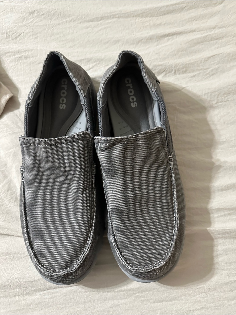 CROCS Men’s Gray Canvas Slip-On Loafers